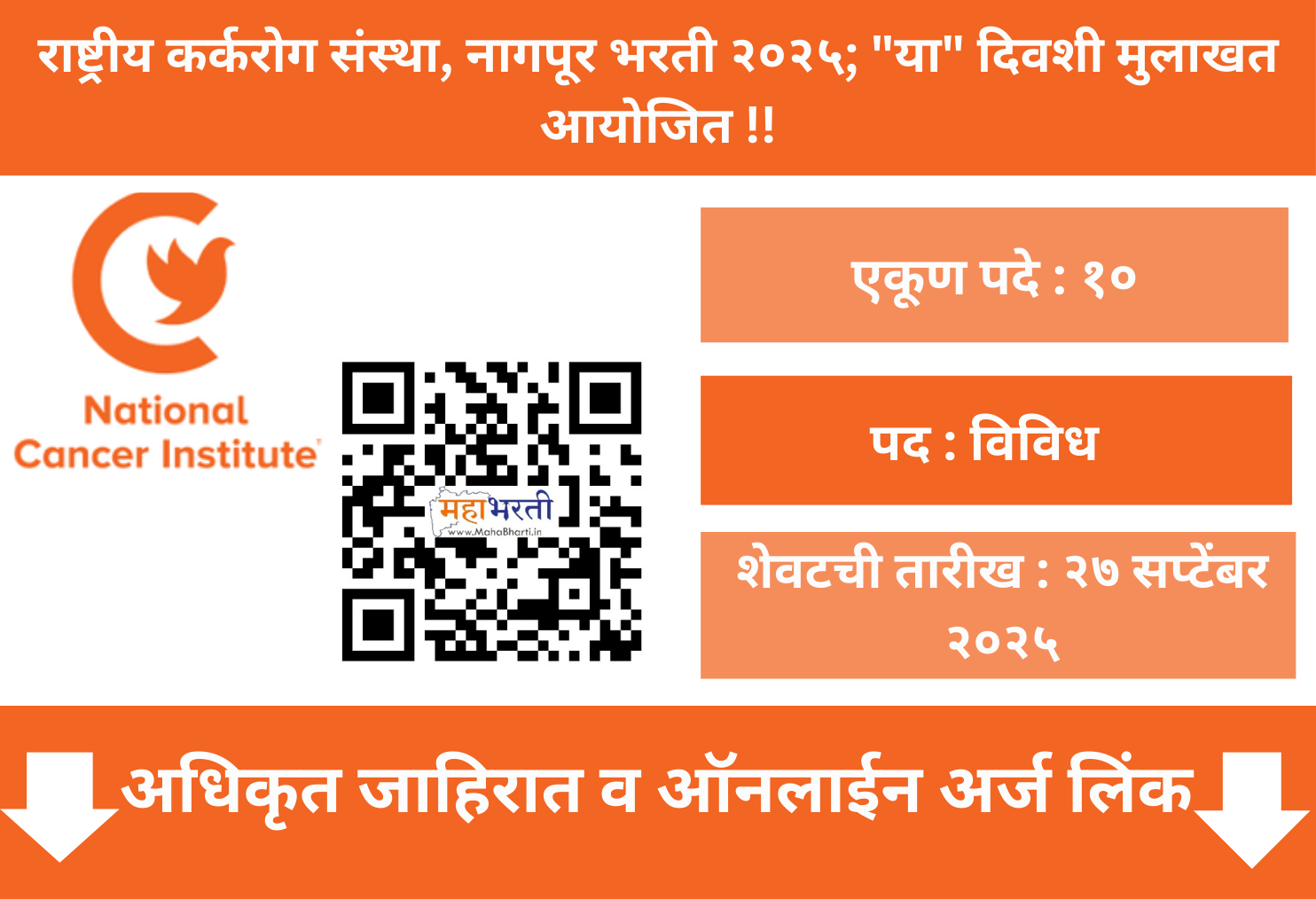 National Cancer Institute, Nagpur Bharti 2025 !