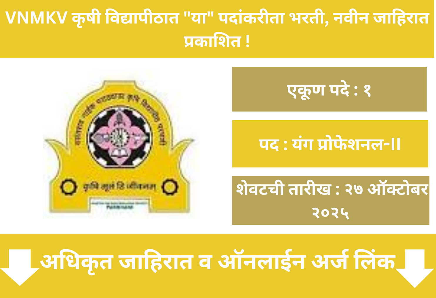 Vasantrao Naik Marathwada Krishi Vidyapeeth Bharti 2025