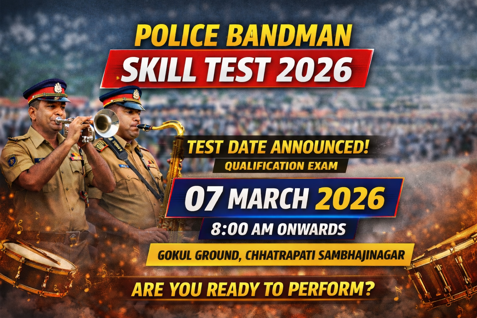 Chhatrapati Sambhajinagar Gramin Police Bandsman Skill Test Details