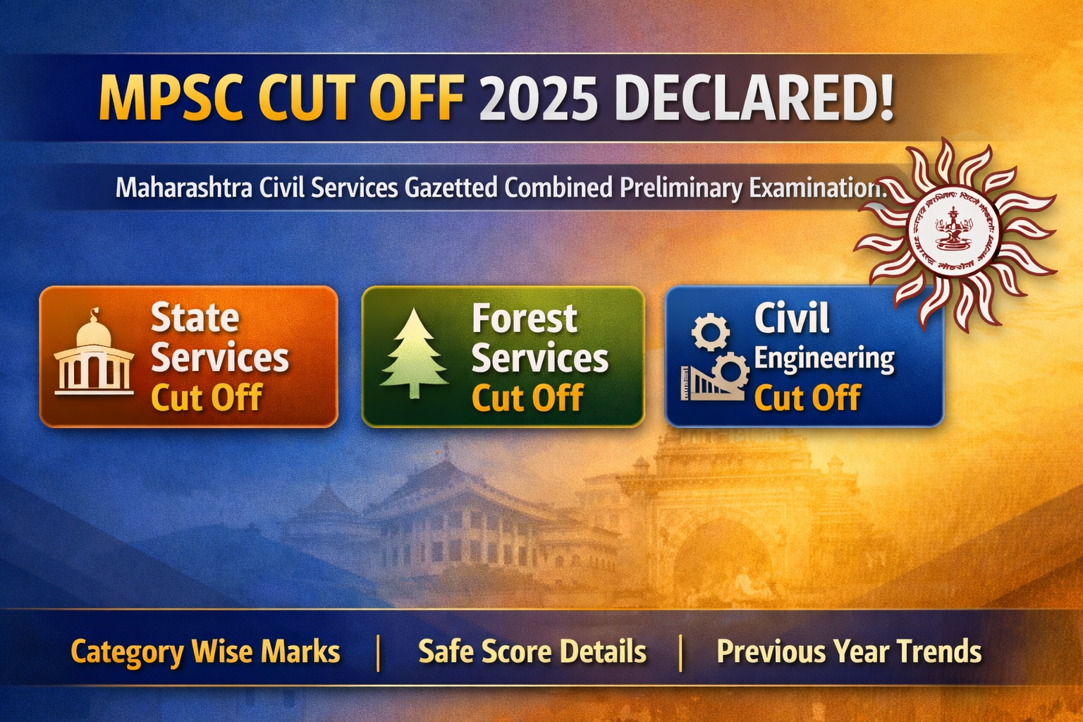 MPSC Maharashtra Civil Services Gazetted Combined Preliminary Examination Cut Off 2025