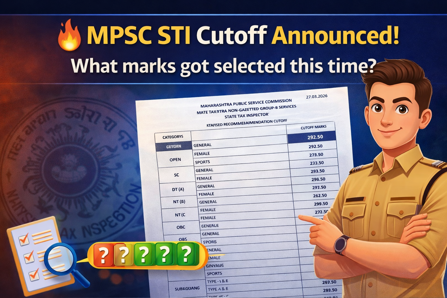 MPSC State Tax Inspector Cut Off 2024
